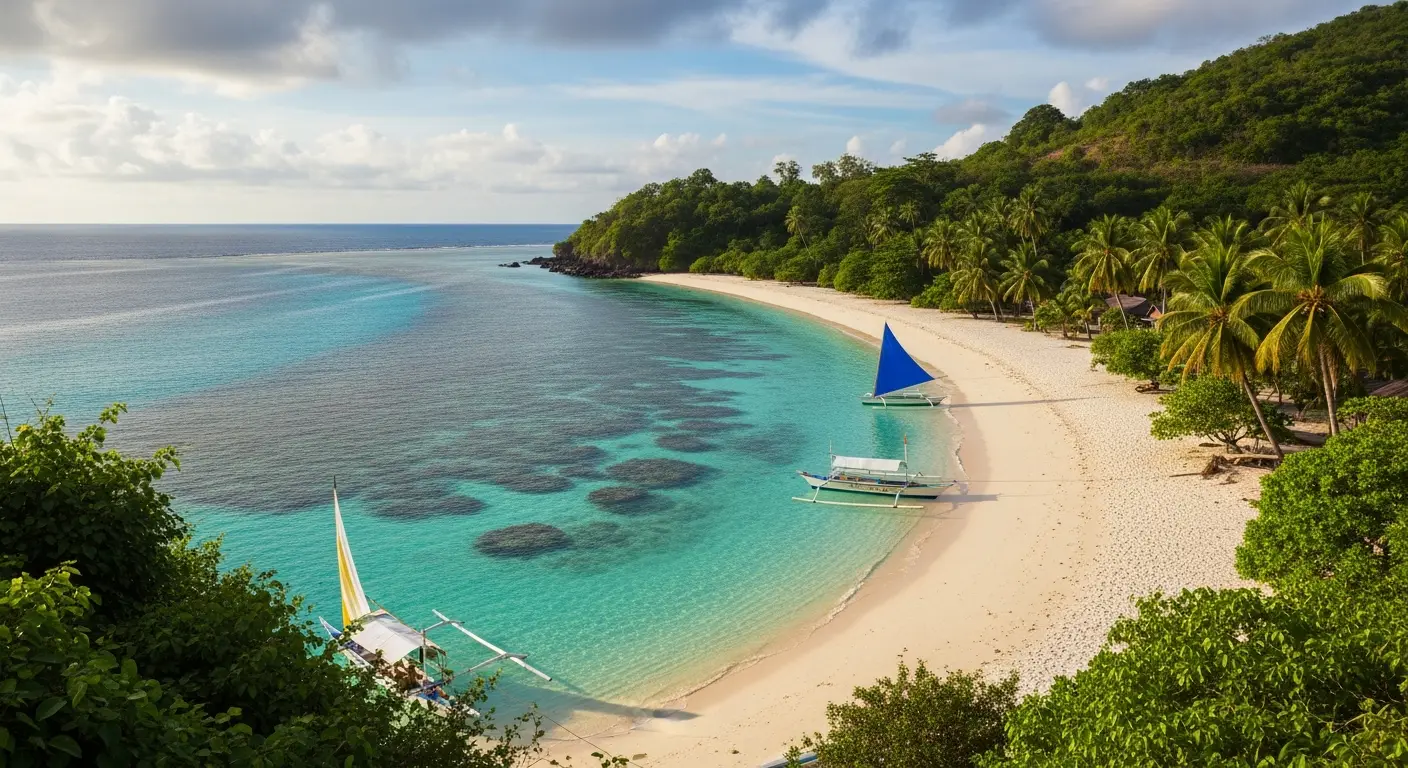 Lihaga Island Beach with crystal-clear waters and white sand, perfect for Likupang resort getaways.